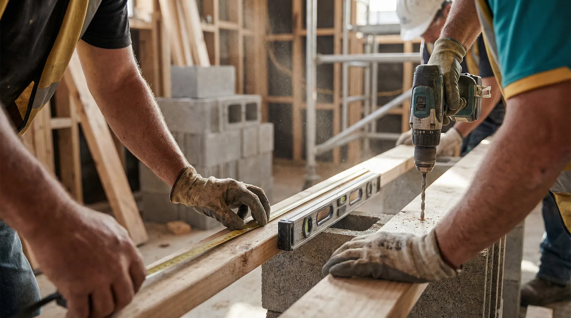 Abstract illustration representing hands-on skills development in construction